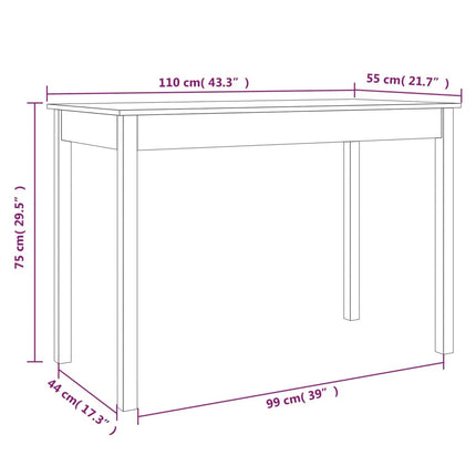 Konsolbord vaxbrun 110x55x75 cm massiv furu