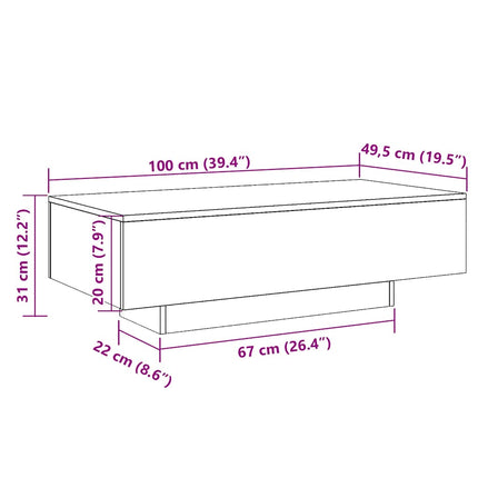 Soffbord sonoma ek 100x49,5x31 cm konstruerat trä