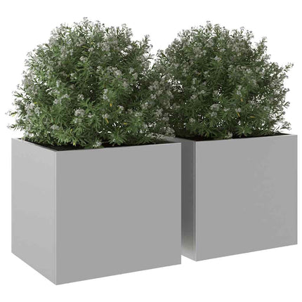 Odlingslådor 2 st silver 32x30x29 cm galvaniserat stål