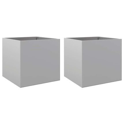 Odlingslådor 2 st silver 42x40x39 cm galvaniserat stål
