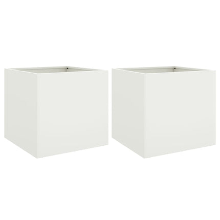 Odlingslådor 2 st vit 49x47x46 cm kallvalsat stål