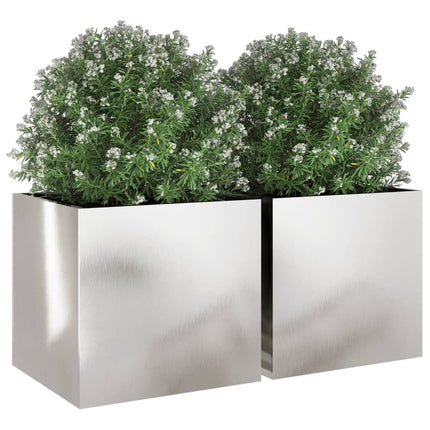 Odlingslådor 2 st silver 49x47x46 cm rostfritt stål