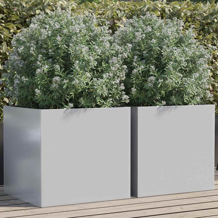 Odlingslådor 2 st silver 49x47x46 cm galvaniserat stål