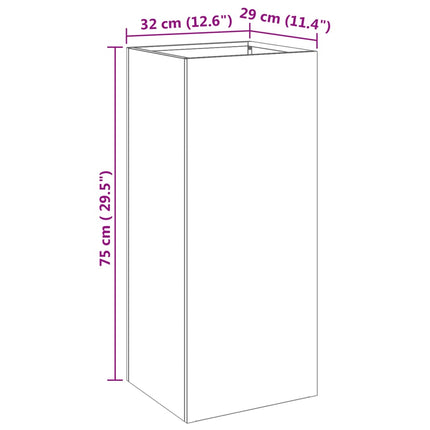 Odlingslåda silver 32x29x75 cm rostfritt stål