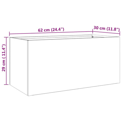 Odlingslåda silver 62x30x29 cm rostfritt stål