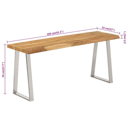 Bänk med levande kant 105 cm massivt akaciaträ