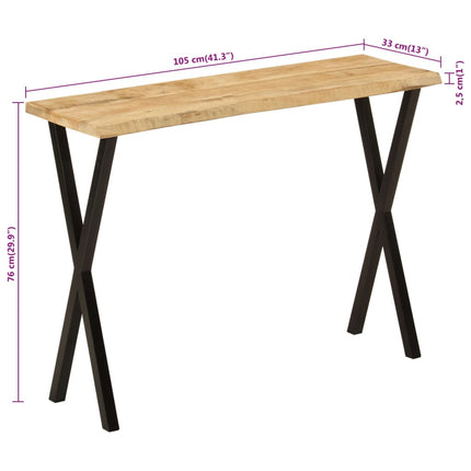 Avlastningsbord med levande kant 105x33x76 cm massivt mangoträ