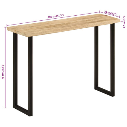 Avlastningsbord med levande kant 105x33x76 cm massivt mangoträ