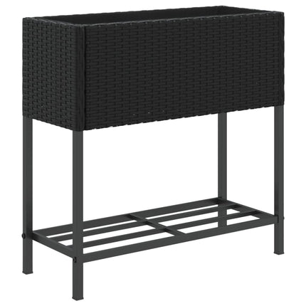 Odlingslådor med hylla 2 st svart 70x28x70 cm konstrotting