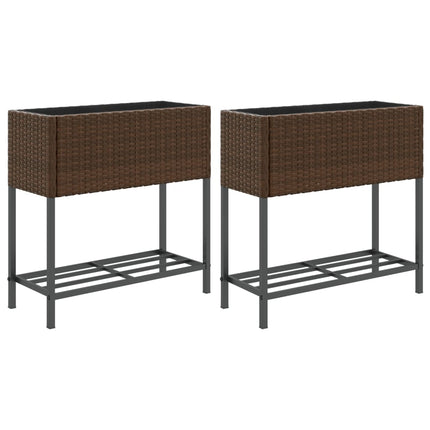 Odlingslådor med hylla 2 st brun 70x28x70 cm konstrotting
