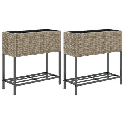 Odlingslådor med hylla 2 st grå 70x28x70 cm konstrotting