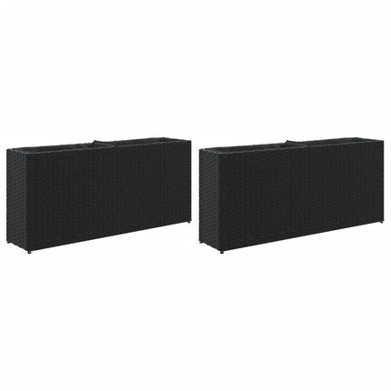 Odlingslådor med 2 krukor 2 st svart 90x20x40 cm konstrotting