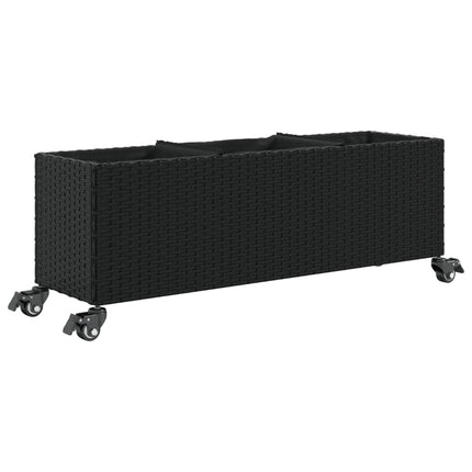 Odlingslådor med hjul 2 st svart 107x32x38 cm konstrotting
