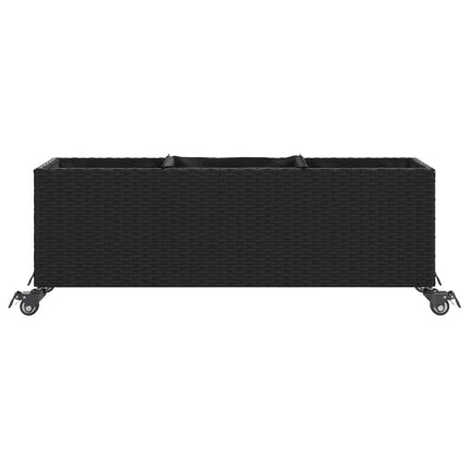 Odlingslådor med hjul 2 st svart 107x32x38 cm konstrotting