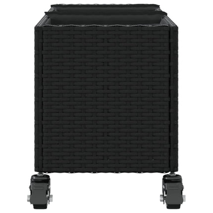 Odlingslådor med hjul 2 st svart 107x32x38 cm konstrotting