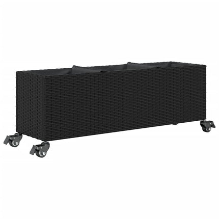 Odlingslådor med hjul 2 st svart 107x32x38 cm konstrotting