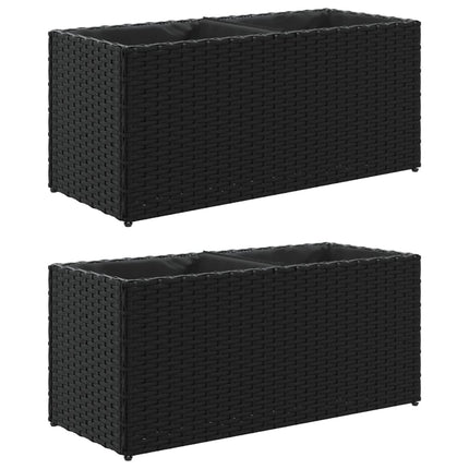 Odlingslådor med 2 krukor 2 st svart 72x30x32 cm konstrotting