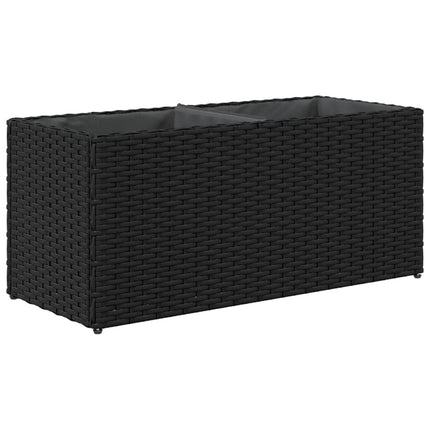 Odlingslådor med 2 krukor 2 st svart 72x30x32 cm konstrotting