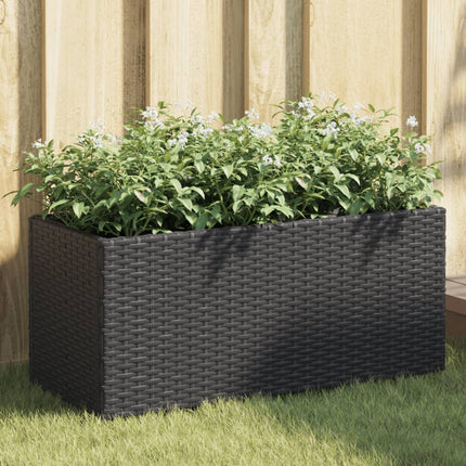 Odlingslådor med 2 krukor 2 st svart 72x30x32 cm konstrotting
