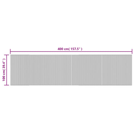 Matta rektangulär grå 100x400 cm bambu