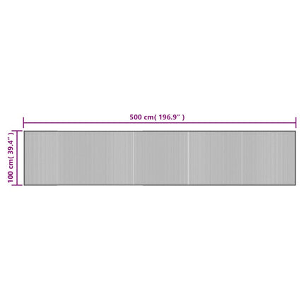 Matta rektangulär grå 100x500 cm bambu