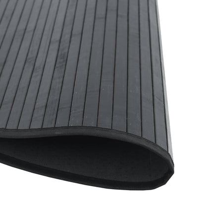 Matta rund svart 100 cm bambu