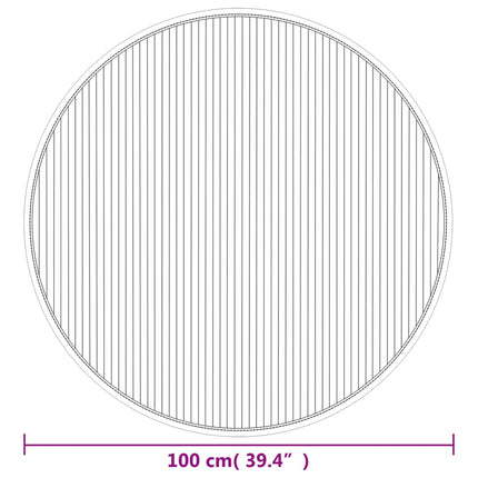 Matta rund svart 100 cm bambu