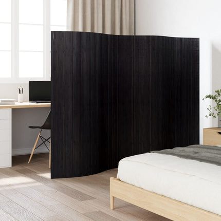 Rumsavdelare svart bredd 250 cm höjd 165 cm bambu