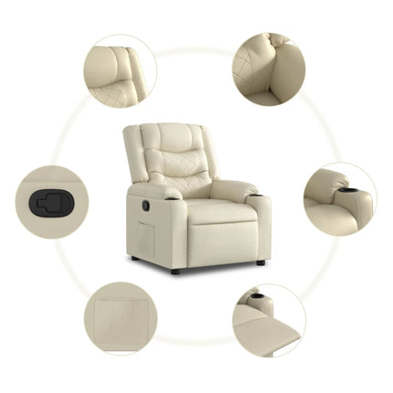 Reclinerfåtölj gräddvit konstläder
