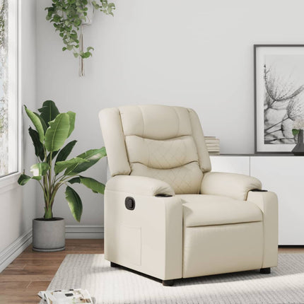 Reclinerfåtölj gräddvit konstläder