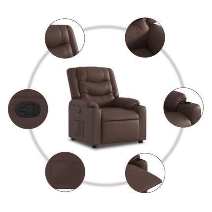 Reclinerfåtölj brun konstläder