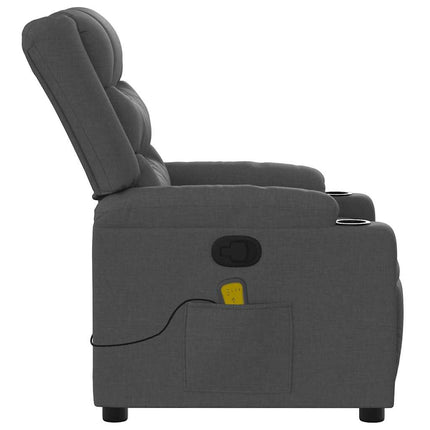 Massagefåtölj mörkgrå tyg