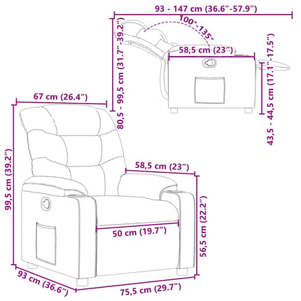 Reclinerfåtölj svart konstläder