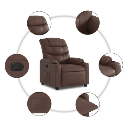 Reclinerfåtölj brun konstläder