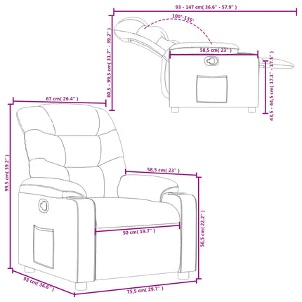 Reclinerfåtölj brun konstläder