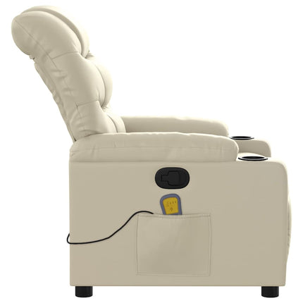 Massagefåtölj gräddvit konstläder