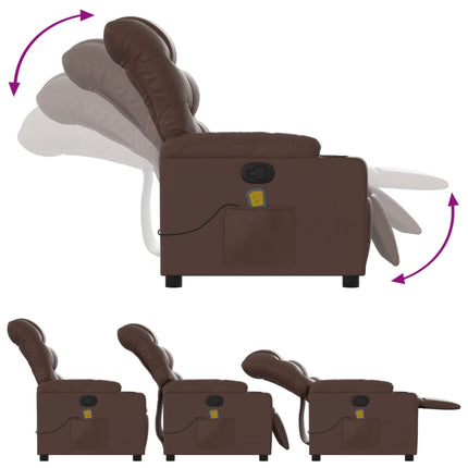Massagefåtölj brun konstläder