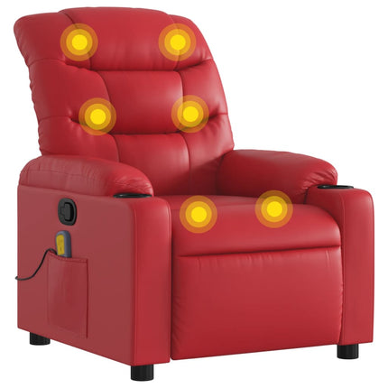 Massagefåtölj röd konstläder