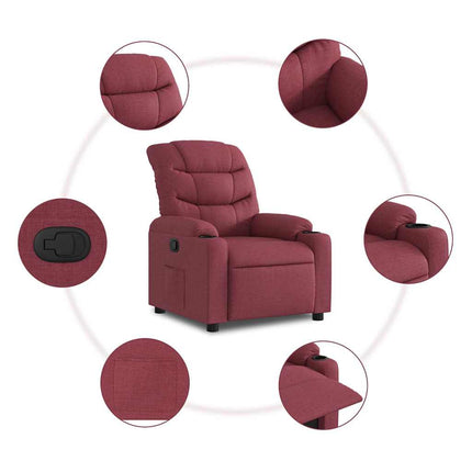 Reclinerfåtölj vinröd tyg