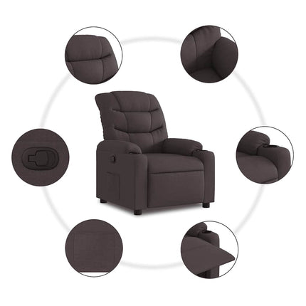 Reclinerfåtölj mörkbrun tyg