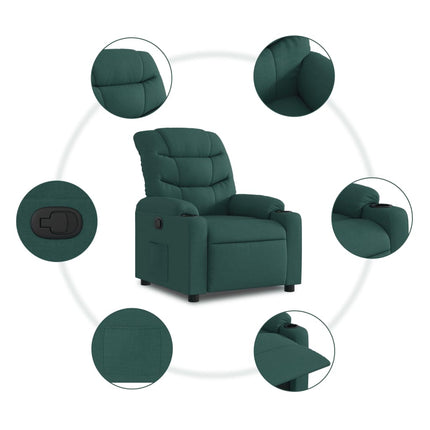 Reclinerfåtölj mörkgrön tyg