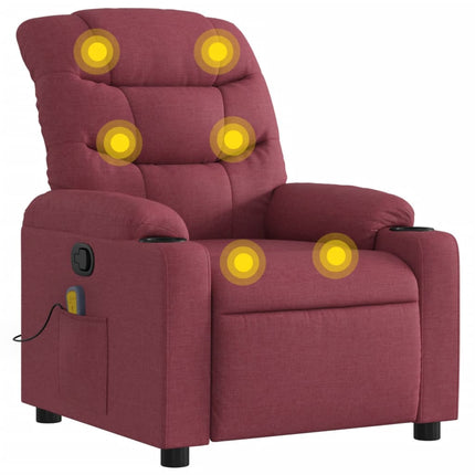Massagefåtölj vinröd tyg