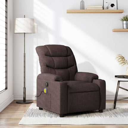 Massagefåtölj mörkbrun tyg