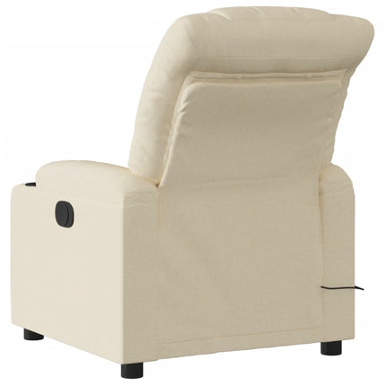 Massagefåtölj gräddvit tyg