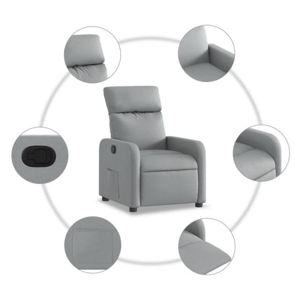 Reclinerfåtölj ljusgrå tyg