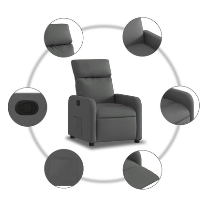Reclinerfåtölj mörkgrå tyg
