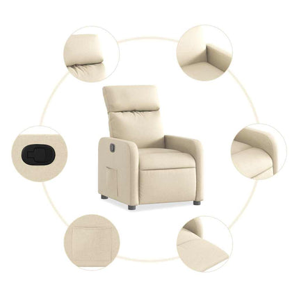 Reclinerfåtölj gräddvit tyg