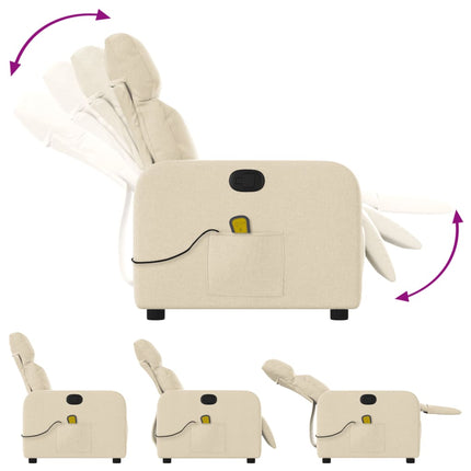 Massagefåtölj gräddvit tyg