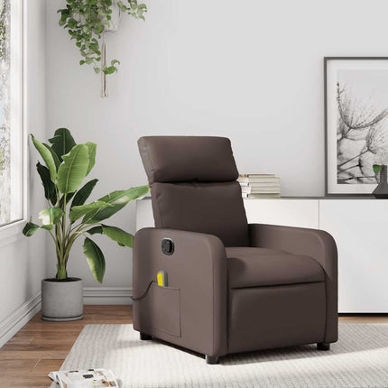 Massagefåtölj brun konstläder