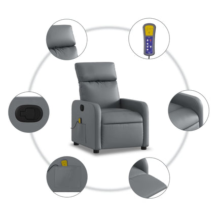 Massagefåtölj grå konstläder